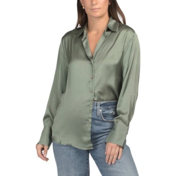 AUTRES FILLES BLACK Solid Button Front Shirt With Gold Toned Buttons - Picture 1 of 3